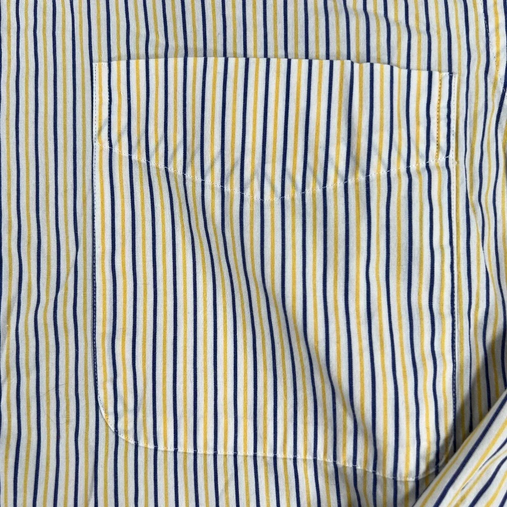 Polo Ralph Lauren Shirt Mens 15.5 34/35 Yellow Striped Long Sleeve Button Andrew